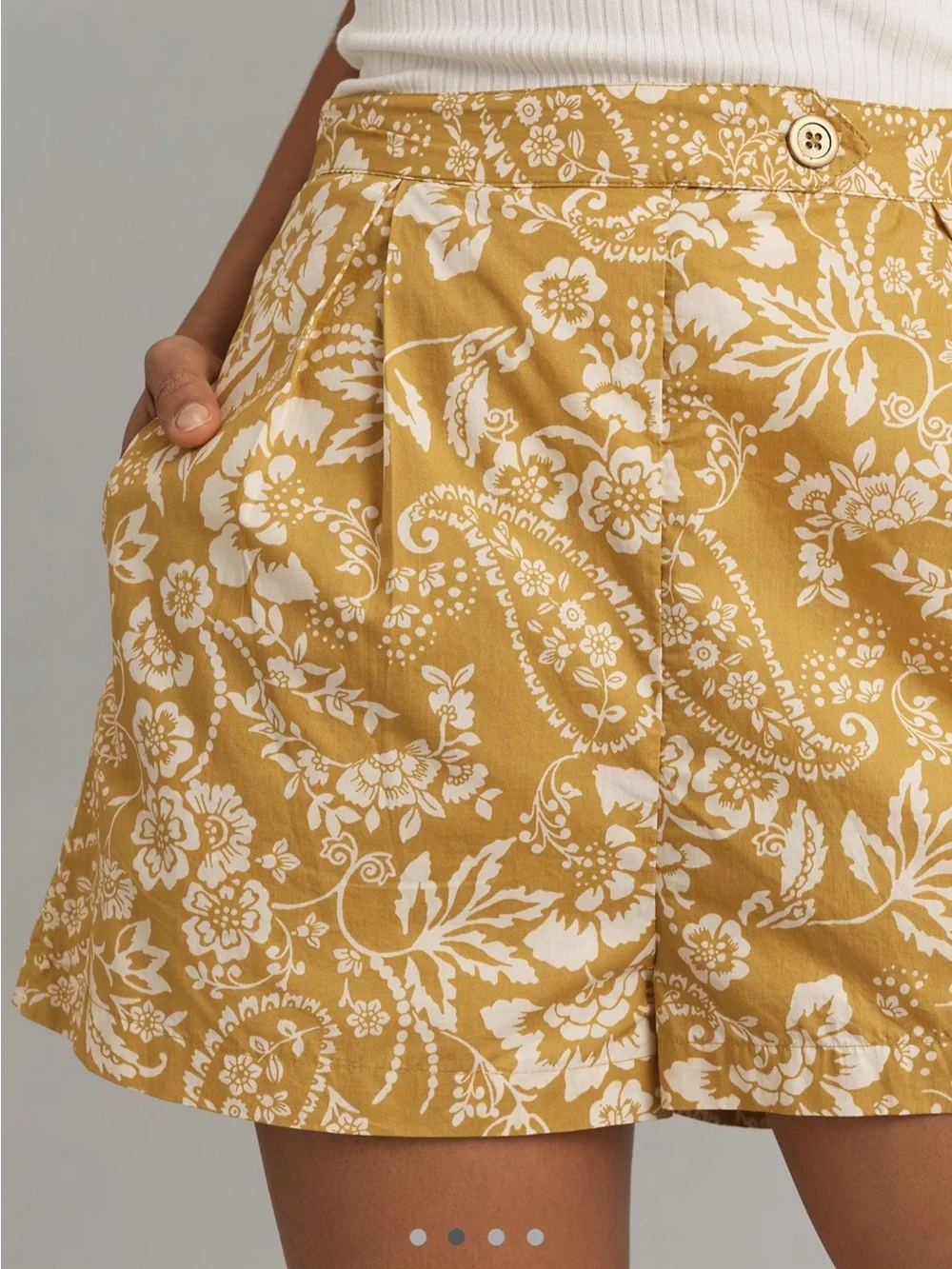 NWOT Anthropologie Maeve Yellow Floral High-Rise Shorts